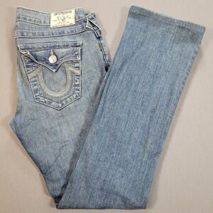 True Religion Womens Hi Rise Bootcut Denim Jeans Size 28 Blue Y2K Vintage Flare